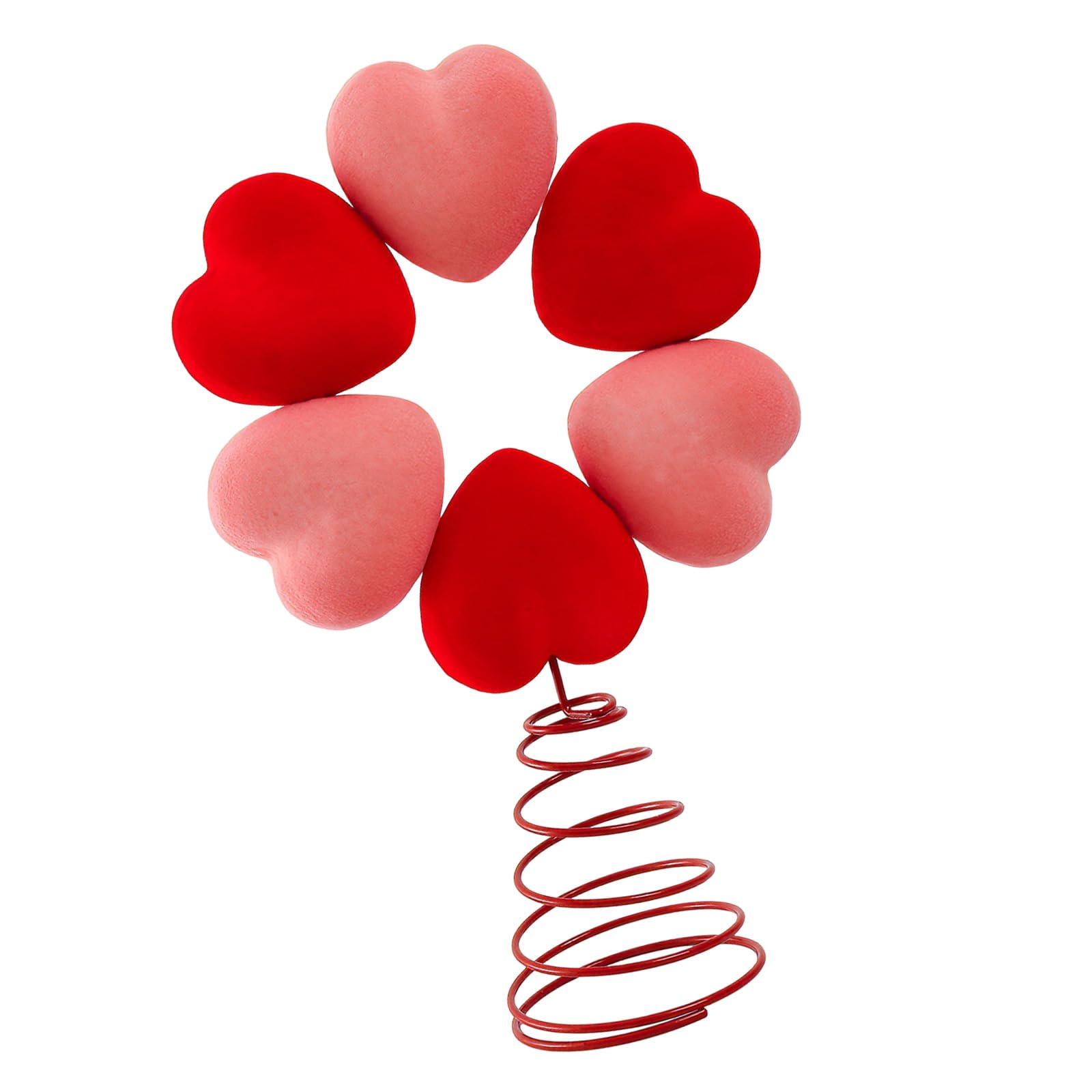 Kalttoy Red Festival Heart Shape Tree Toppers Star Ornament Flocking And Metal Spring Mechanism Holiday Ornament Festival Metal Flocking Decoration