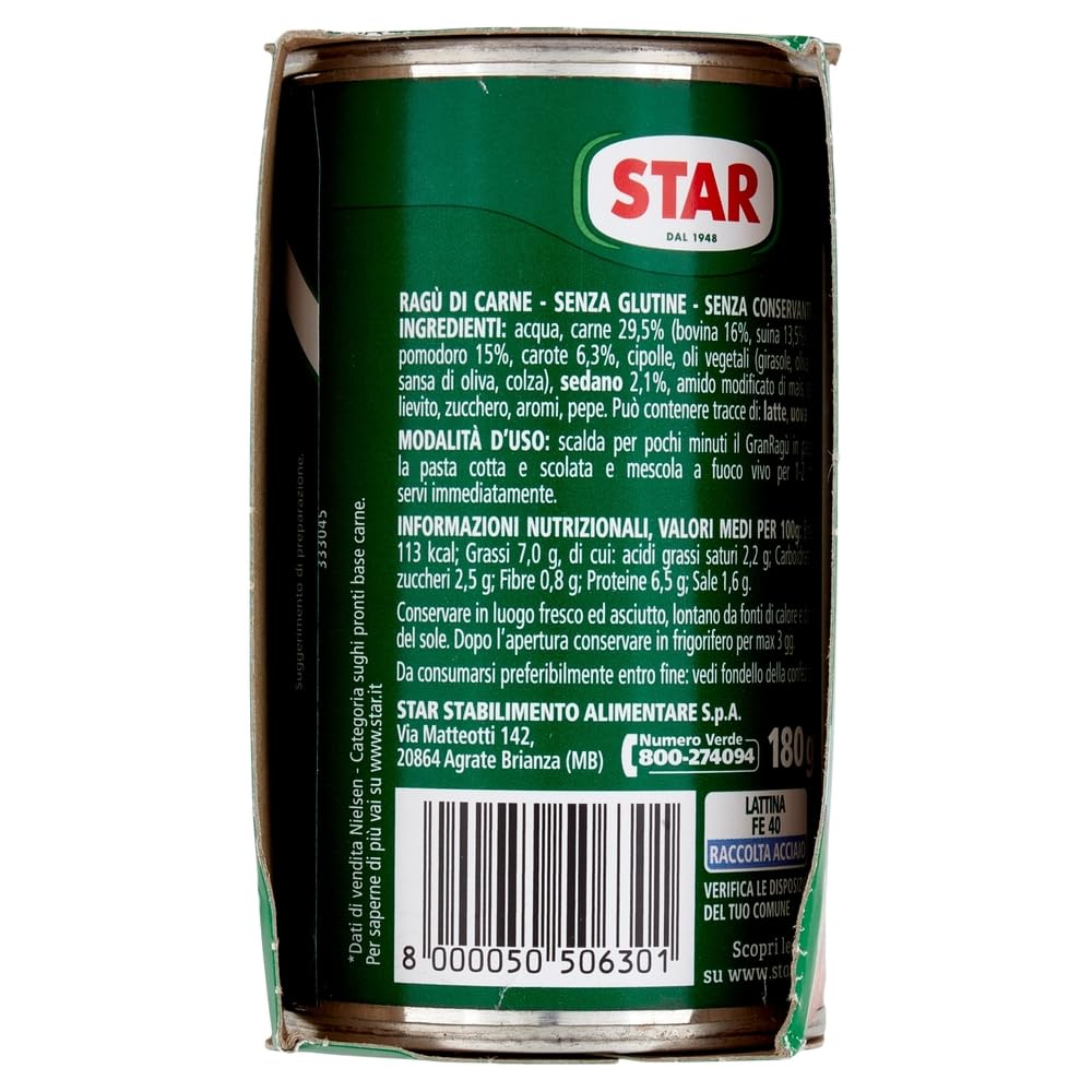 STAR Il Mio Gran Ragù Classico 6 x 360g Bolognese Sauce aus Italien für Pasta