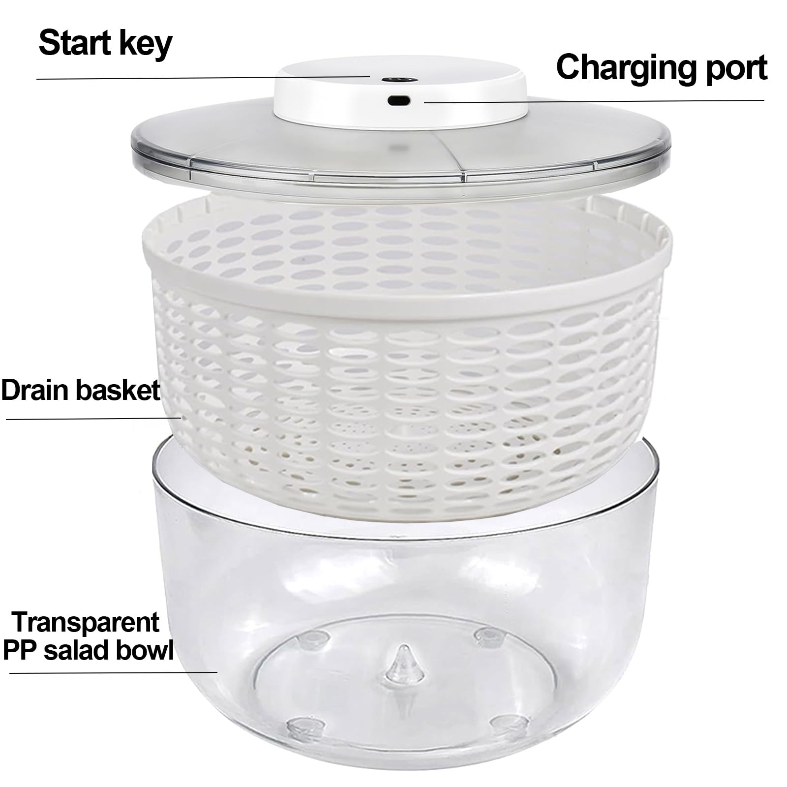 Salatschleuder 6L Automatischer Salatzubereitungsset Salattrockner, Salattrockner Salatmanager mit Deckel, Groß Salat trockner, Dry Salatschleuder für Waschen Trocknen von Obst Gemüse
