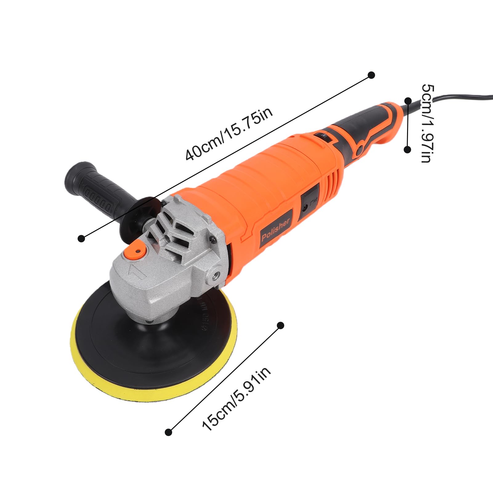 Fockety Pulidora Rotativa, Máquina Pulidora de Velocidad Variable, 1580 W 500 a 3300 RPM con 7 Velocidades y Mango Desmontable, for Pulido de Coche, Eliminación de Arañazos (Enchufe Europeo 220V)