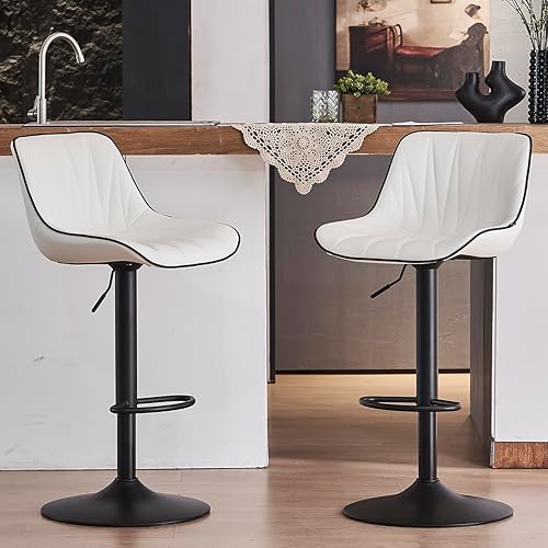 Kidol & Shellder Juego de 2 taburetes de bar tapizados modernos de piel sintética para isla de cocina