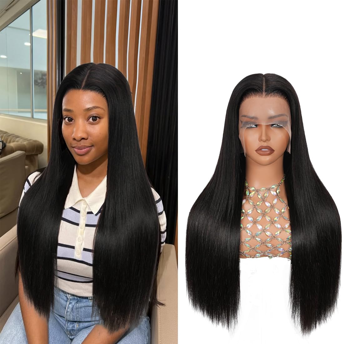 ZCORGDHAIR Straight Lace Front Wigs Human Hair 13x6 HD Transparent Lace Front Human Hair Wigs Human Hair Wig Glueless Wigs Human Hair Pre Plucked Pre