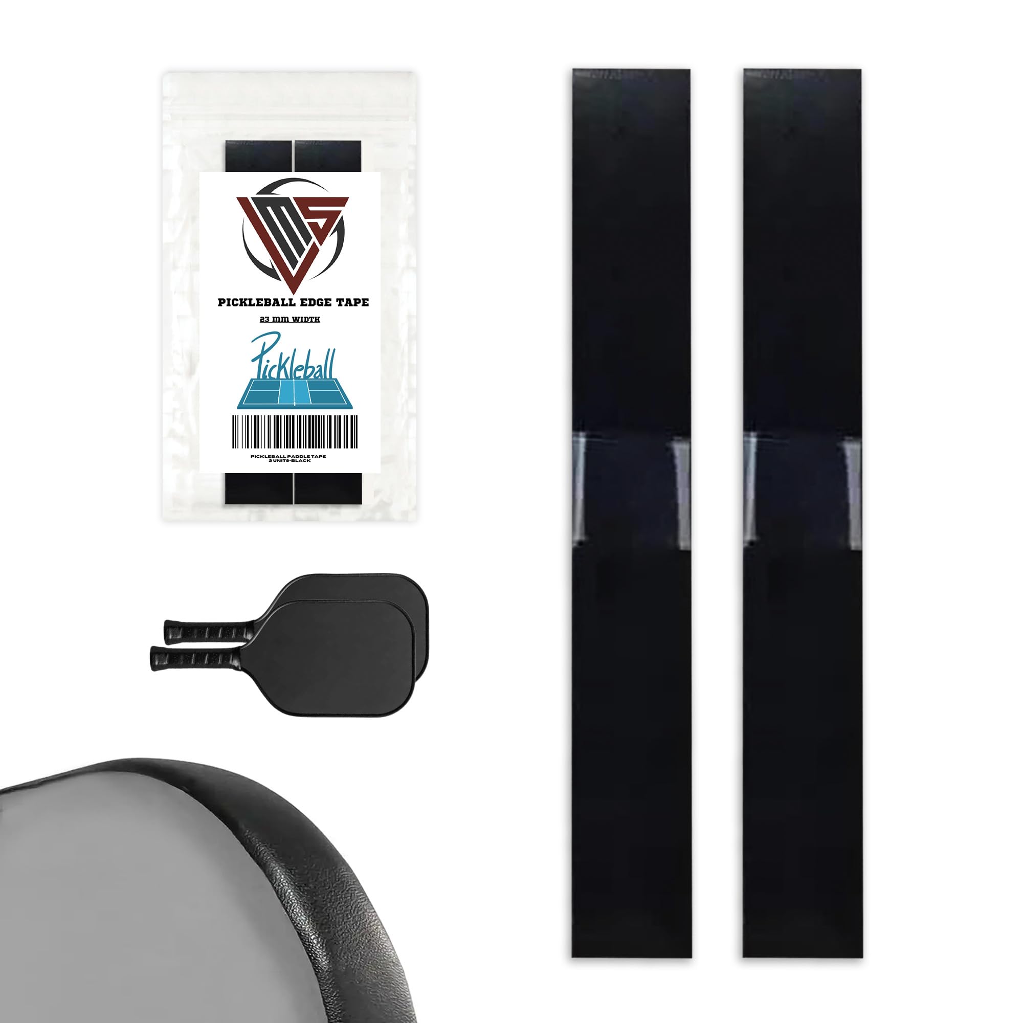 Pickleball Paddle Protection Tape — Paddle Head Edge Guard - Racket Edge Protection Tape - Pickleball Lead Tape - No Wrinkling (Black Colour - 2 Units Pack)