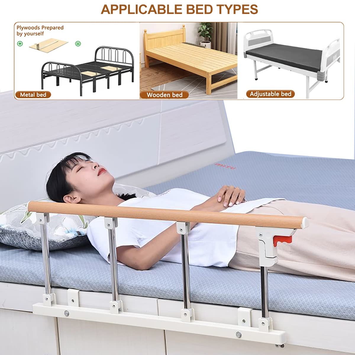 Bettgitter für Ältere, Faltbare Rausfallschutz Sicherheits Bettschutzgitter, Stabile Metall Bewachen Assist Griff für Erwachsene Heimpflege, Krankenhaus, 95x40cm