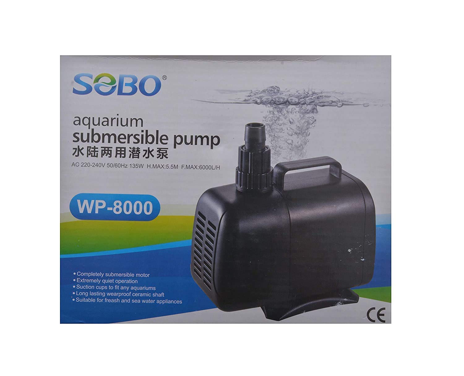 Sobo WP-8000 Aquarium Submersible Pump [ AC 220-240V 50/60Hz 135W H.MAX:5.5M F.MAX:6000L/HR ] - Central Fish Aquarium (B08SKH8854) Amazon Price History, Amazon Price Tracker