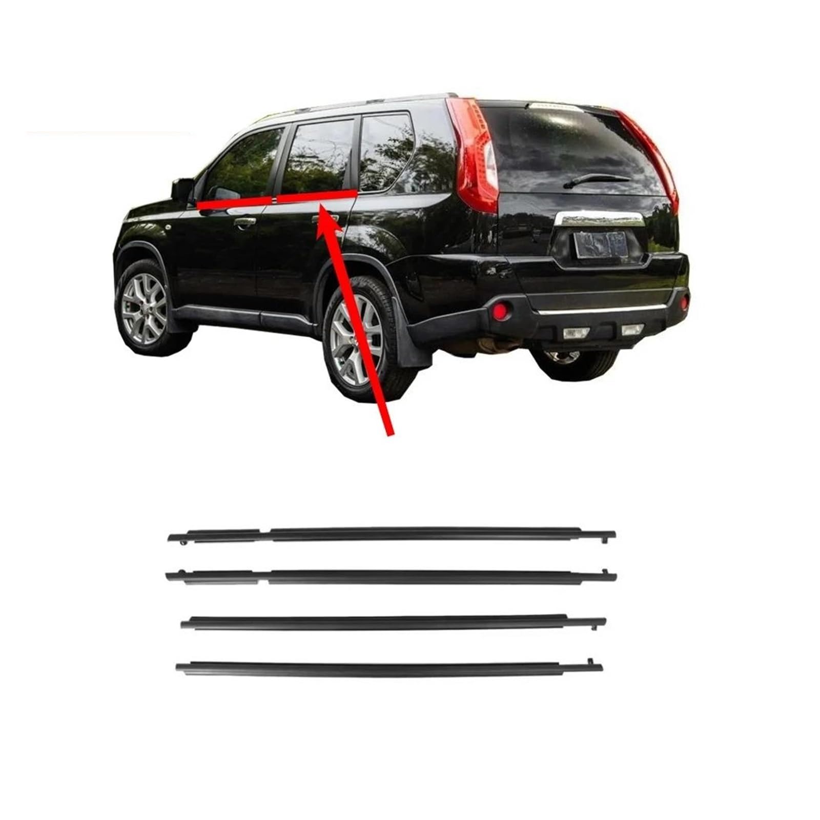 Guarnizione Protettiva per portiera Auto, 4 Pezzi, Guarnizione in Gomma Esterna per finestrino per Nissan X-Trail T31-80821-1DA0A, Strisce di Protezione per vetri e finestrini.
