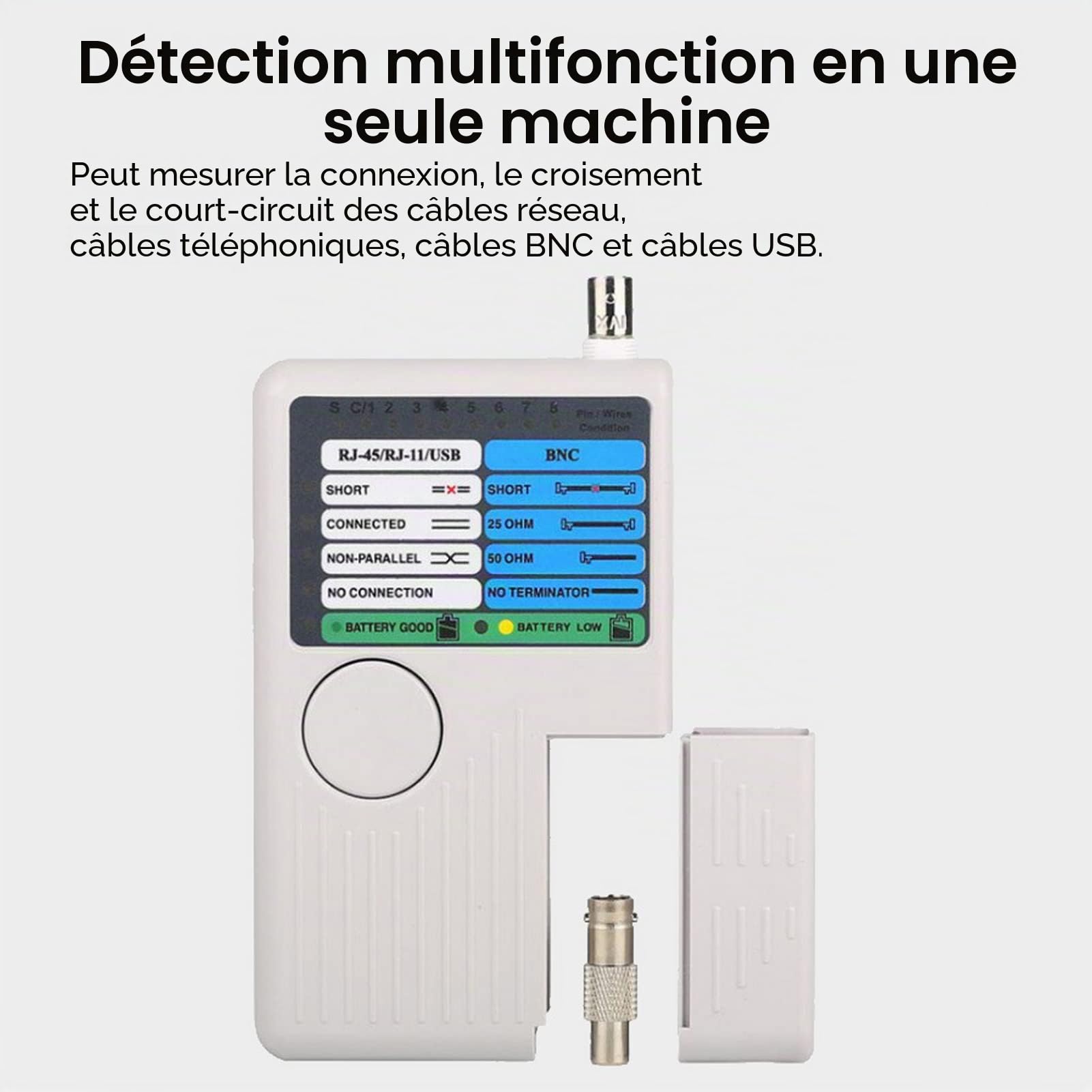 RJ11 RJ45 USB BNC 4-en-1 Portable Testeur de Câble Réseau à Distance pour les Câbles UTP STP