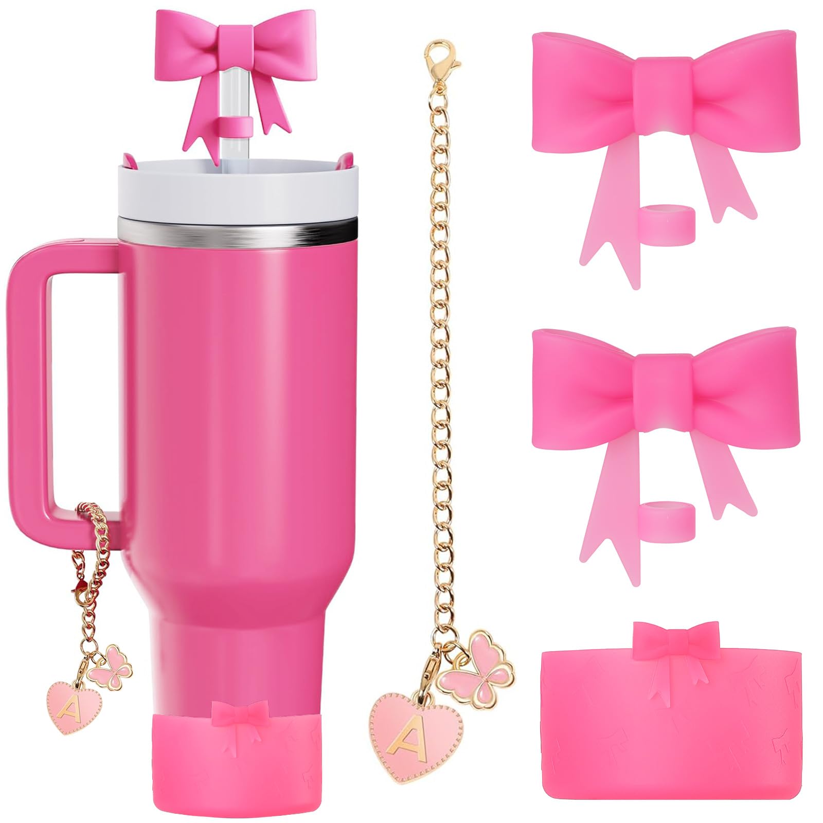 Live Saft Super Stanley Straw Cover - Bow Silicone Straw Cover Topper - 40oz Tumbler Lid with Quencher Boot, 10mm/0.4in Dust - Proof Reusable for