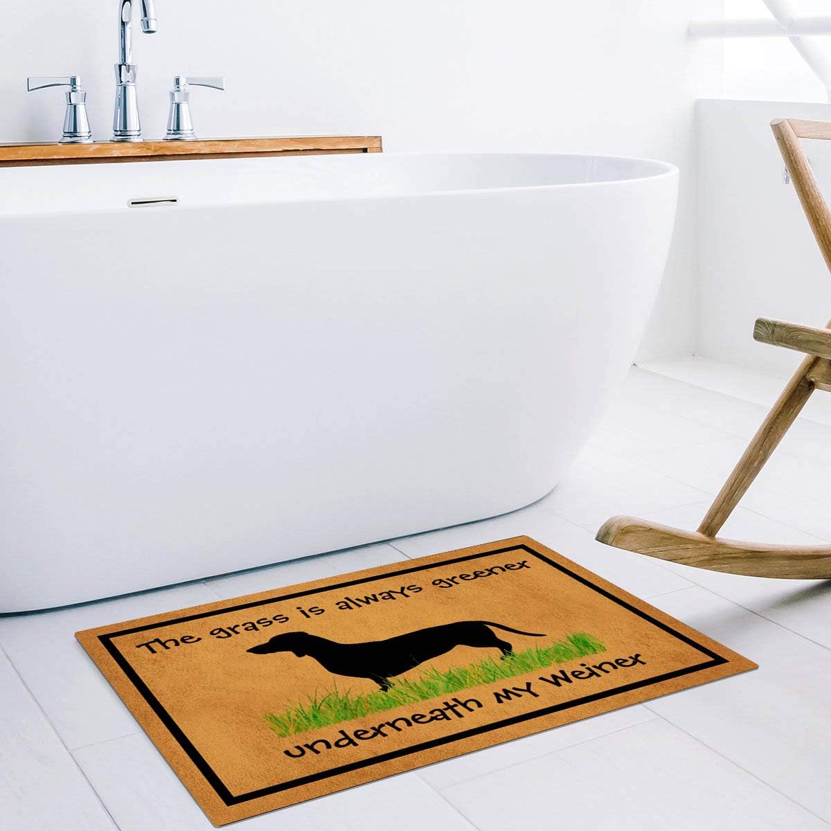The Grass is Always Greener Underneatn My Weiner Entrance Non-Slip Indoor Rubber Door Mats for Front Door/Bathroom/Garden/Kitchen/Bedroom 23.6"x 15.7"…