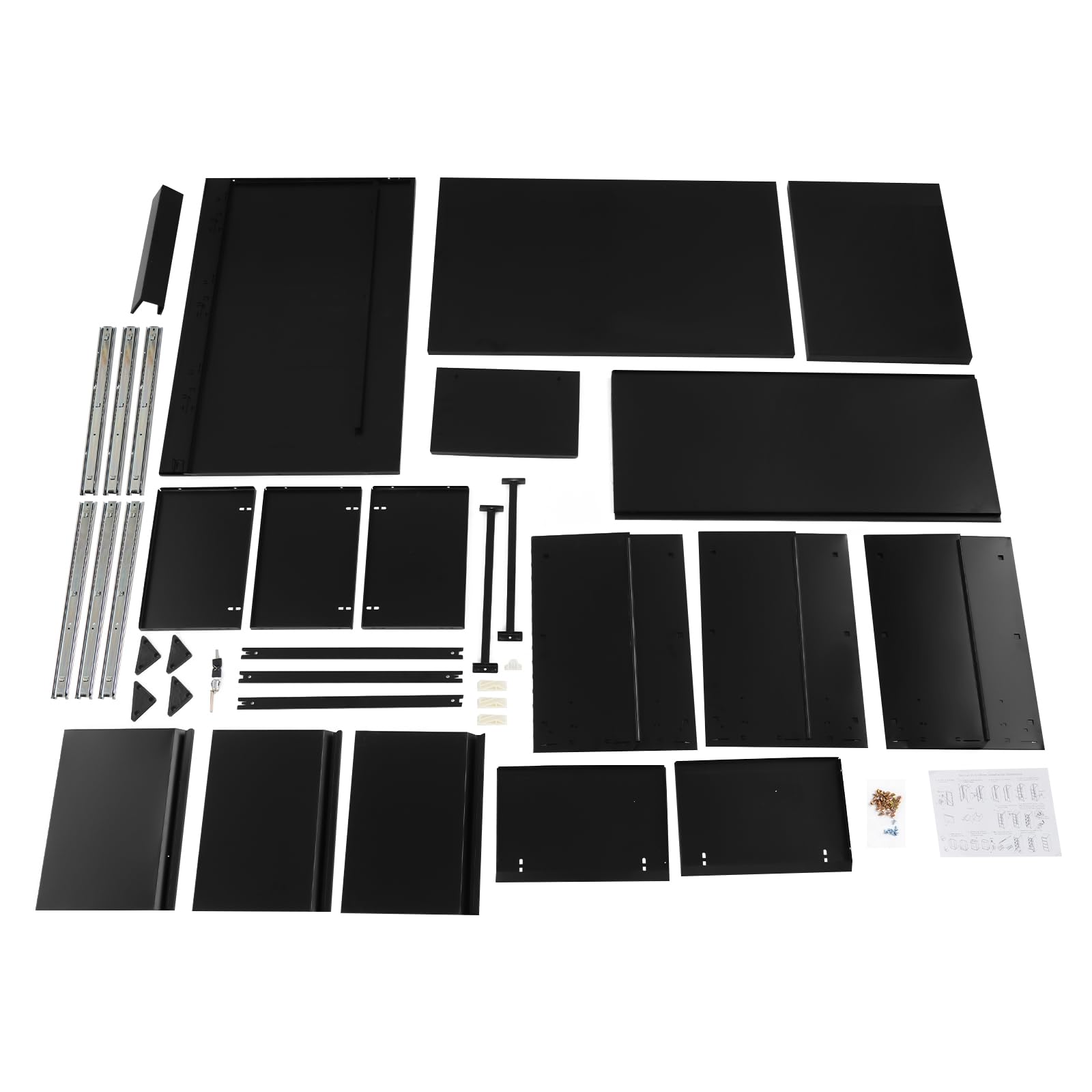 Armadietto con 3 cassetti, armadio in metallo in acciaio chiudibile, contenitore con cassetti per ufficio, armadietto da ufficio con serratura per documenti e documenti, 46 × 62 × 103,1 cm, nero