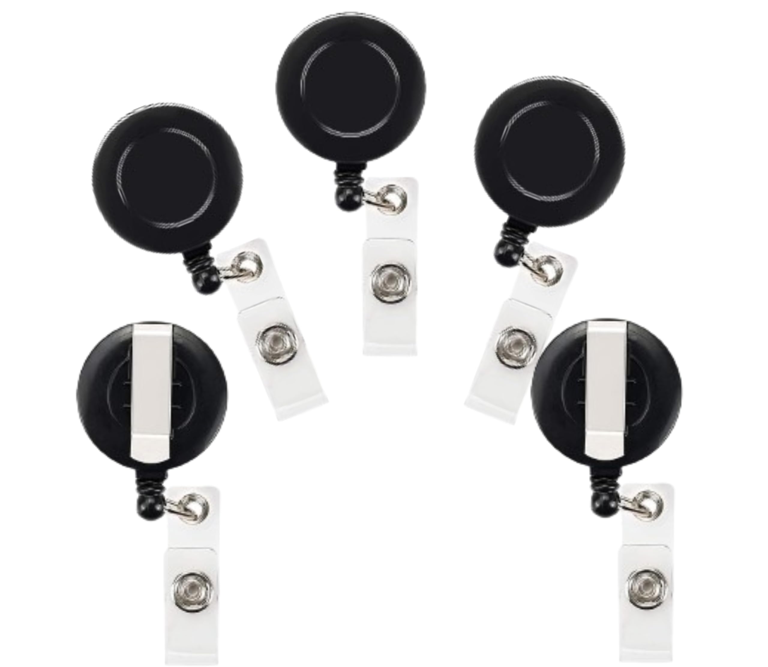 ANG Round Shape Retractable yo-yo Clip for id Card Holder (Pack of 5) – (Black or Blue)