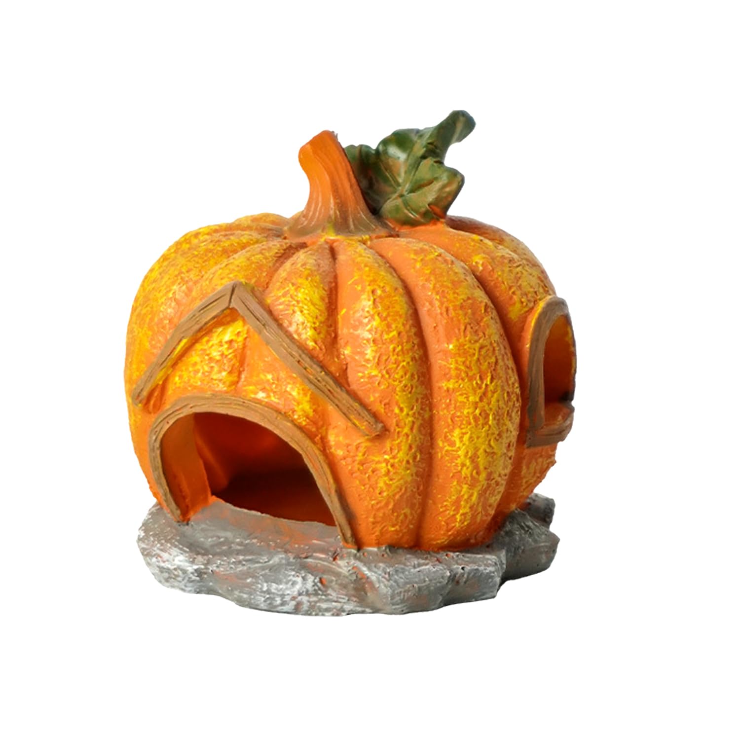 Nereds Pumpkin Halloween Aquarium Decor Resin Fish Tank Statue Pumpkin House for Small Fish,Shrimps,Frogs,Gecko, Spider