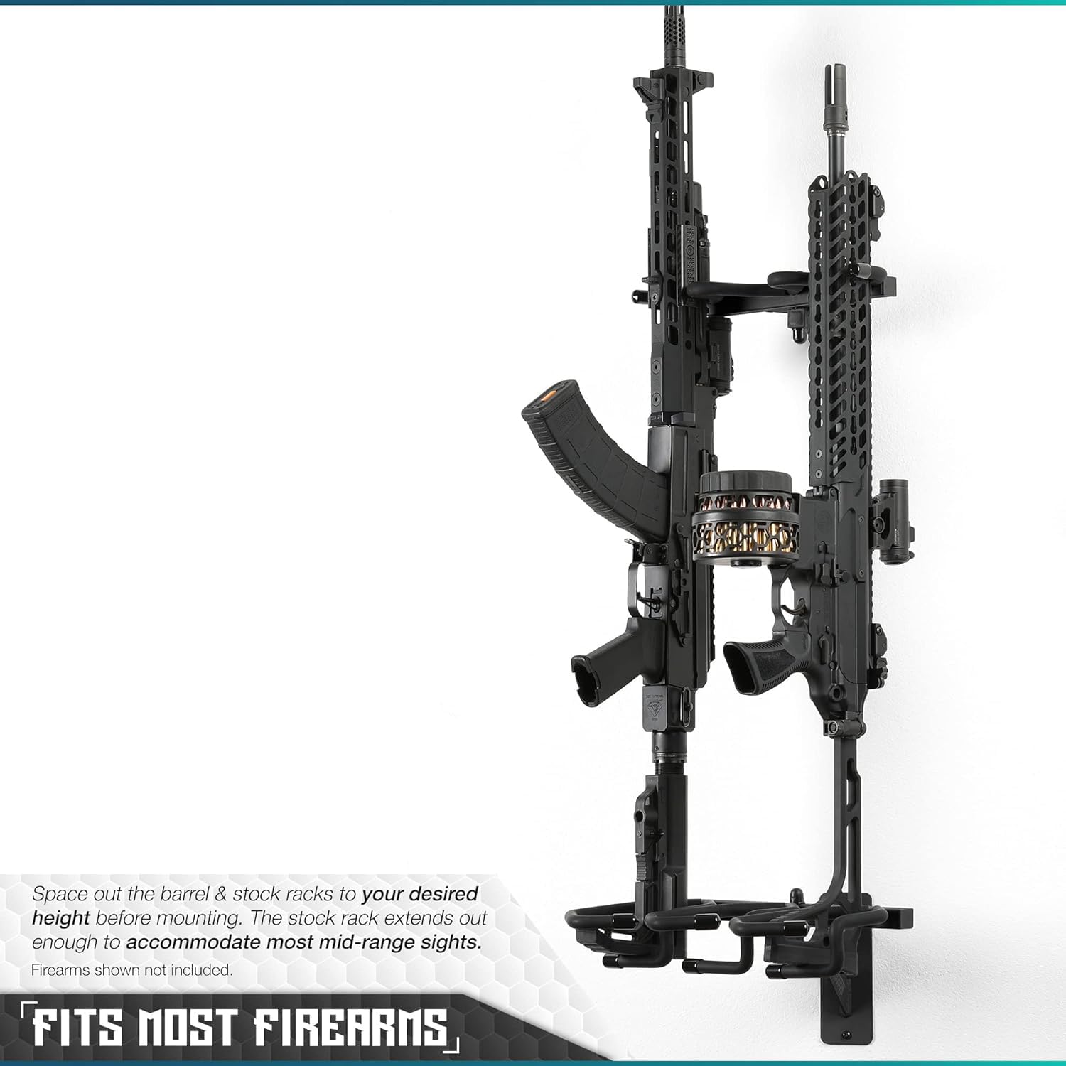ATFLBOX Stojak ścienny na karabin Shotgun Tactical Shotgun Carbine Firearm Indoor Storage Rack - Wytrzymała stal, 3 gniazda, do 34 kg wagi