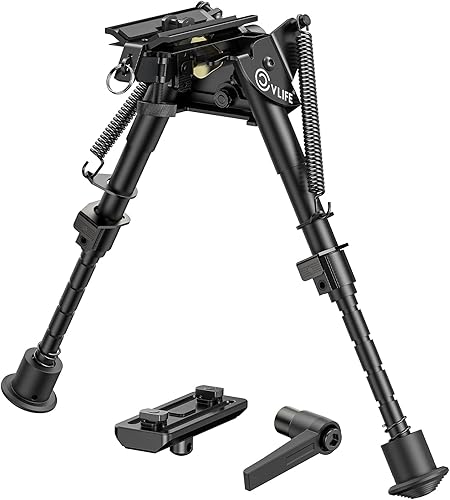 Miniatura 9 de CVLIFE 6-9 Inches Carbon Fiber Rifle Bipod, Pivot Tilting Bipods for Rifles with Adapter Compatible with Mlok Swivel Bipod for Hunting and Shooting