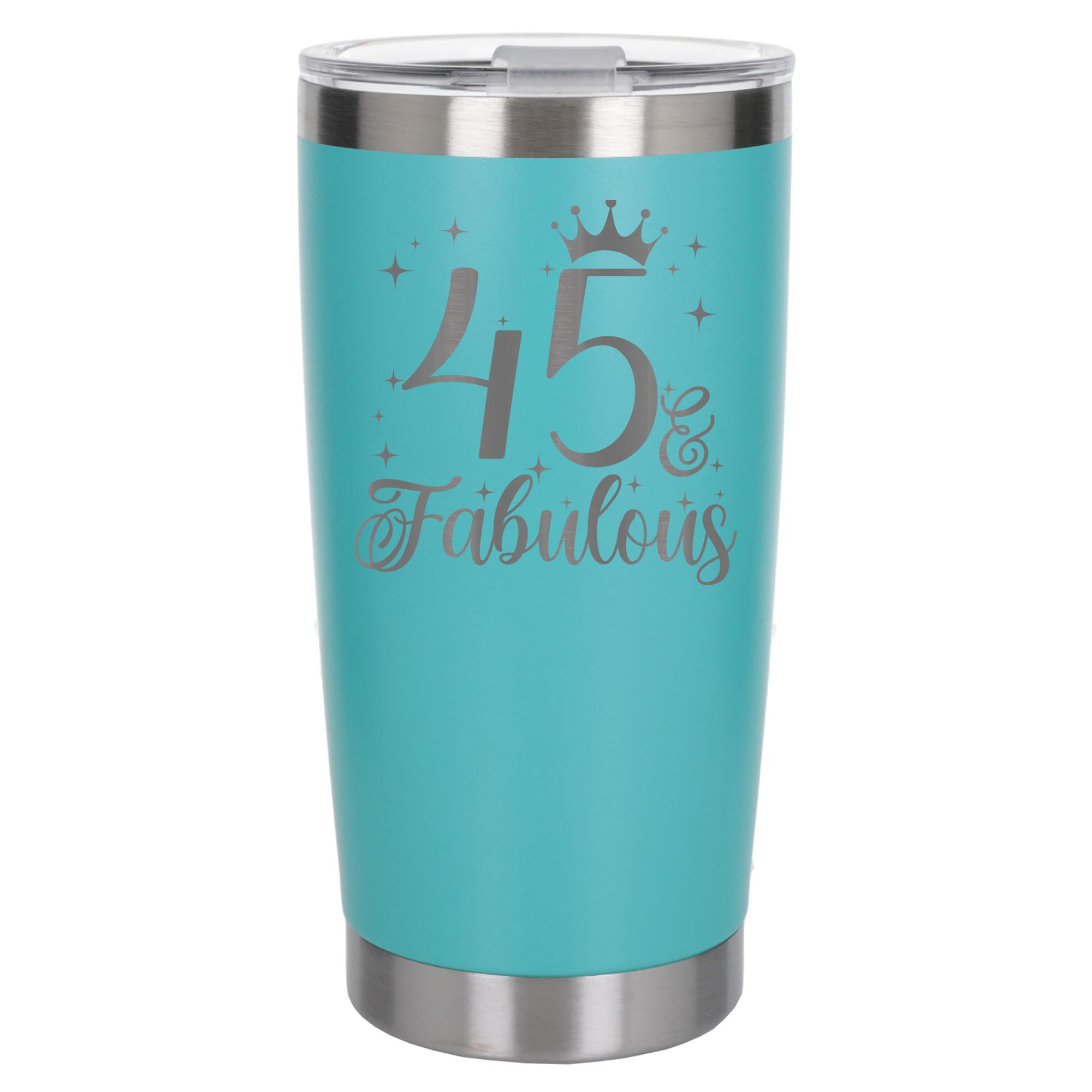 Always Looking Good 45th Birthday Gift 45 & Fabulous Engraved Insulated Travel Mug Gift for Her Present for 45 Year Old Turquoise Thermal Coffee Flask Travel Mugs with Lids