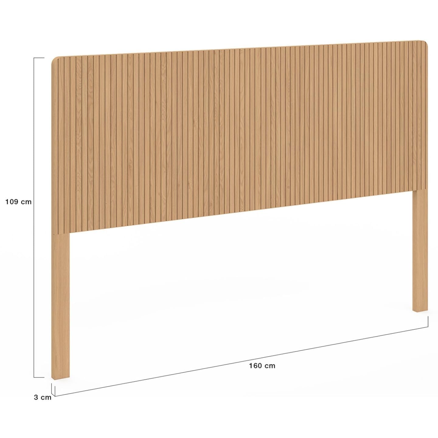 IDMarket - Cabecero de cama con pie Juliette 160 cm, efecto listones de madera