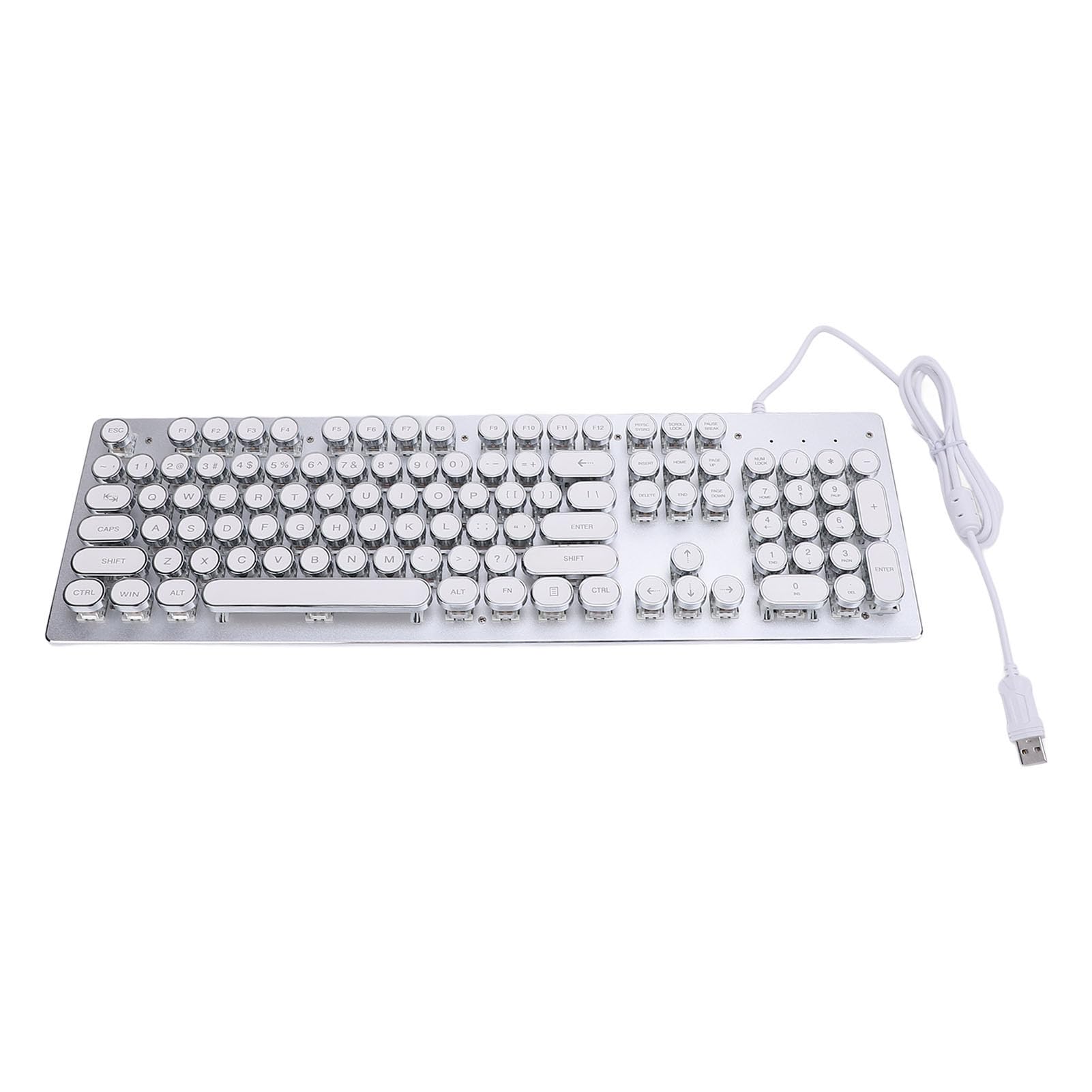 Cryfokt Podświetlana RGB USB Przewodowa Mechaniczna Klawiatura do Gier z Niebieskim Przełącznikiem 104 Klawiszy Klawiatura dla 7 8 10 XP VISTA dla OS X PC Laptop Entuzjastów Gier (WHITE)