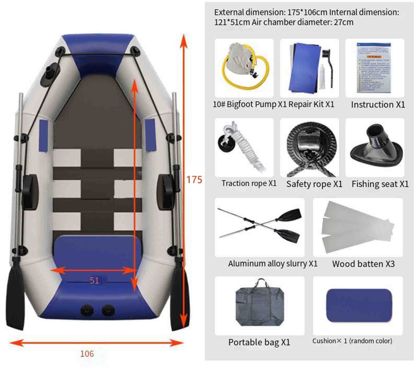 FJAUOQ Professional Schlauchboot Paddelboot für Personen Sportboot Ruderboot aufblasbares Boot Angelboot mit Aluboden