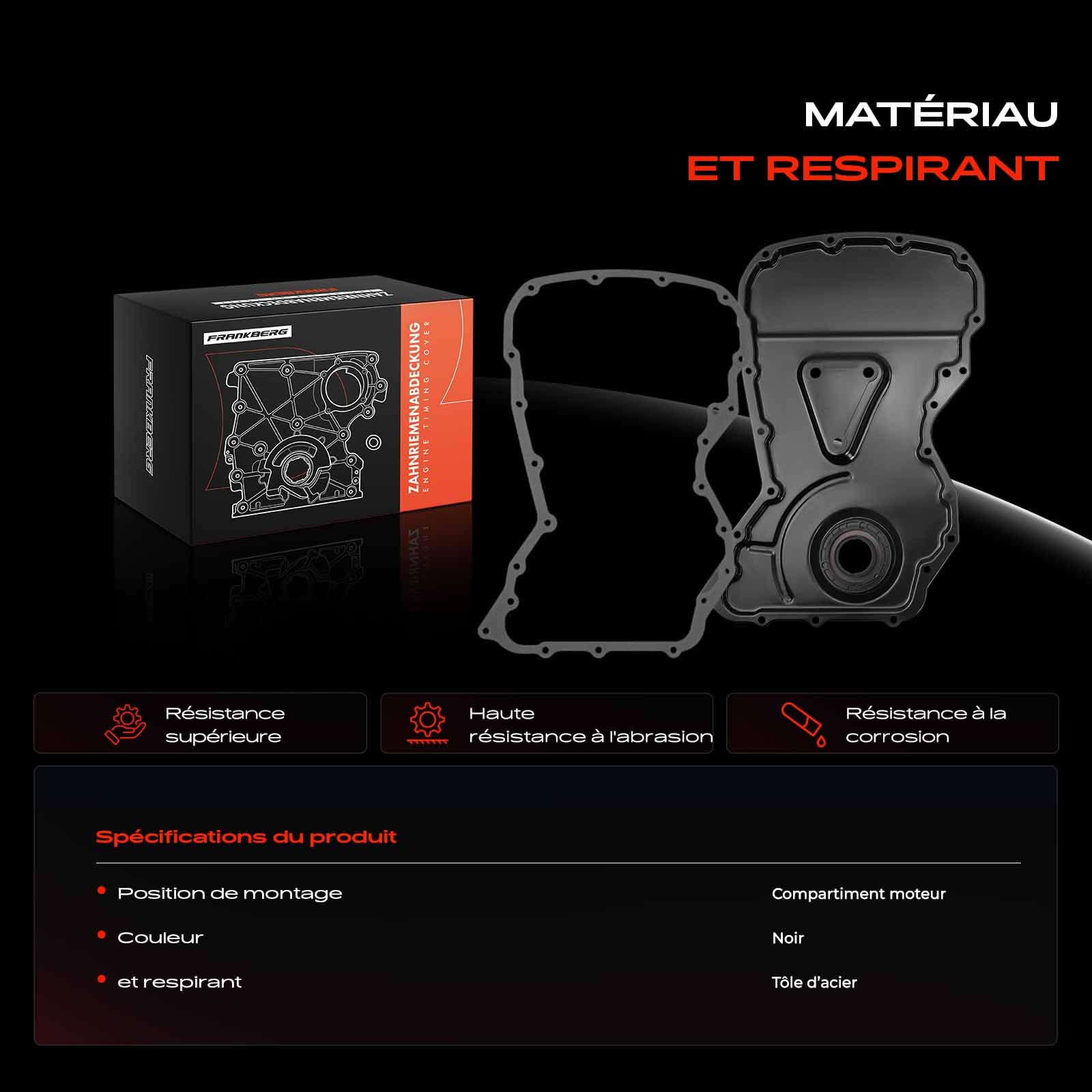 Frankberg Cache-courroie de distribution avant diesel 6C1Q6019AB | Compatible avec: Bus Transit V363 FAD FBD, Mondeo III B5Y, Ducato Van 250, Boîte de transit FA