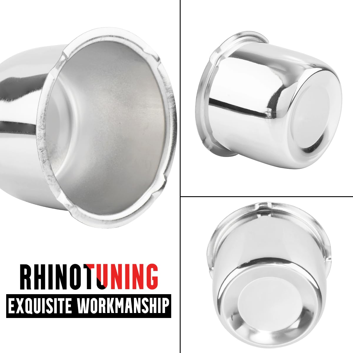 RhinoTuning Lot de 4 cache-moyeux de roue 3,15" Cache-moyeux OD 80 mm H 68 mm, Cache-moyeux de roue en acier au carbone Convient pour berlines, véhicules tout-terrain, remorques, camions, Chrom