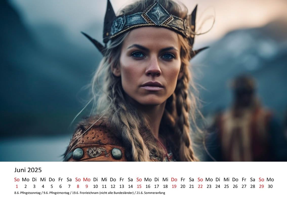 Edition Seidel Calendario Premium Vikingo 2025, Formato DIN A4, Calendario De Pared, Noruega, Escandinavia, Guerrero, Fantasía, Sagas