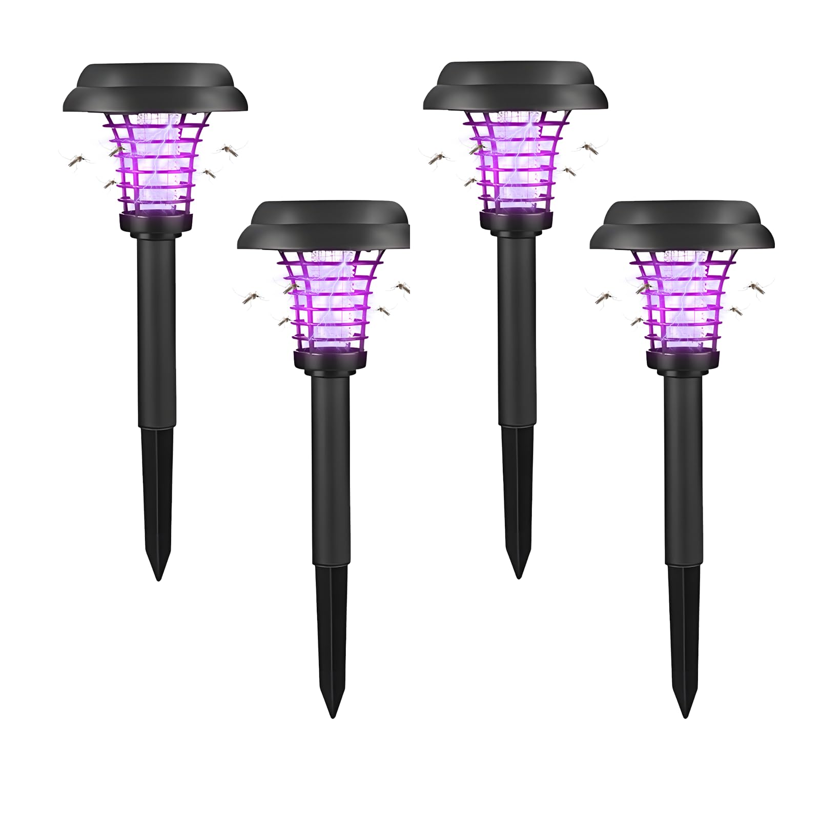 Trampa para mosquitos eléctrica solar de 2/4 piezas, lámpara antimosquitos impermeable, trampa para moscas con lámpara UV y luz blanca, alimentación solar, para jardín, camping, patio trasero (4