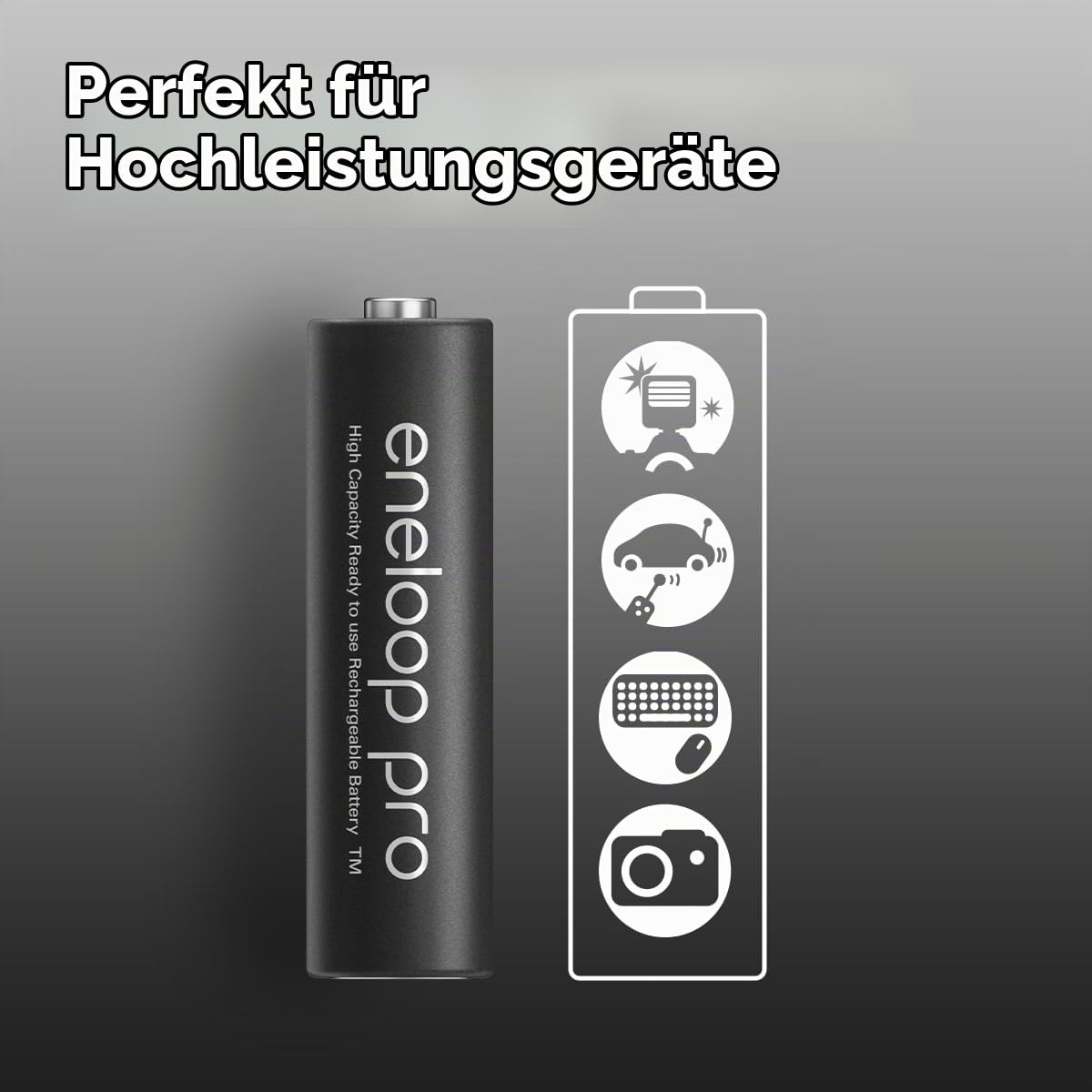 Panasonic eneloop pro AA/Mignon, 4er-Pack & eneloop pro, AAA/Micro, 4er-Pack, min. 930 mAh, 500 Ladezyklen Lebensdauer, geringer Selbstentladung, wiederaufladbarer Akkus in plastikfreier