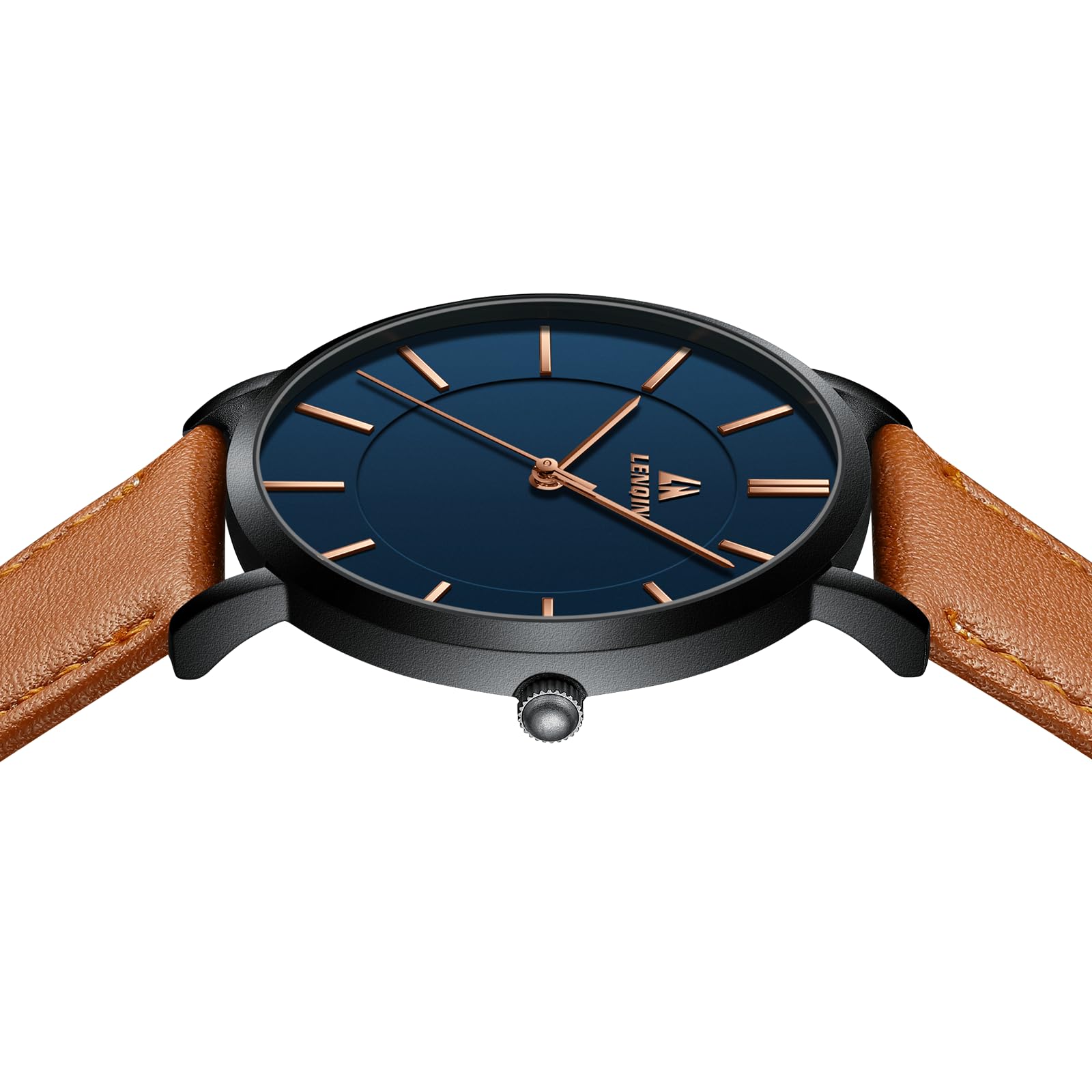 LN LENQIN Montres Hommes Montres pour Hommes Montre Analogique à Quartz 30M Waterproof Montres Poignets Hommes Montre Fashion Business Homme Designer Bracelet Cuir