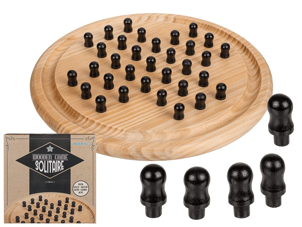 Jeu de société en Bois Solitaire - Environ 28,​5 cm