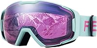 FEISEDY B2961 OTG Ski Goggles for Adults & Youth - Anti-Fog UV400, Bendable Frame, Snowboard Snowmobile Goggles