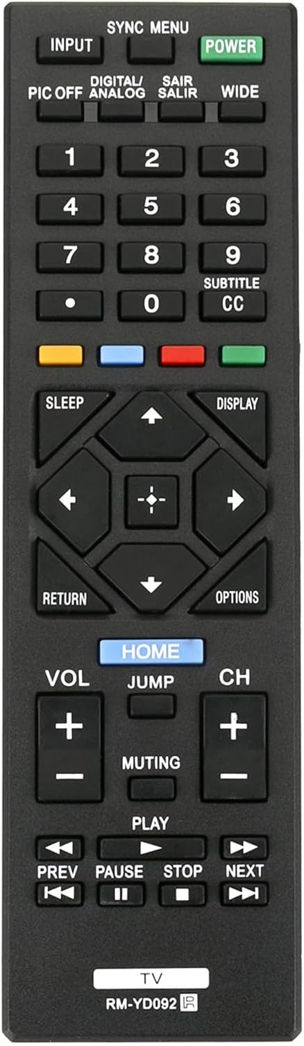 New RM-YD092 Replace Remote Control fit for Sony TV KDL-24R400A KDL-32R400A KDL-32R300B KDL-40R350B KDL-40R380B KDL-40R450 KDL-40R450A KDL-40R471A KDL-46R450