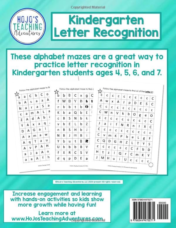 Kindergarten Letter Recognition: Alphabet Mazes for Kids Ages 4, 5, 6, and 7 (Kids Letter Recognition) - Image 2