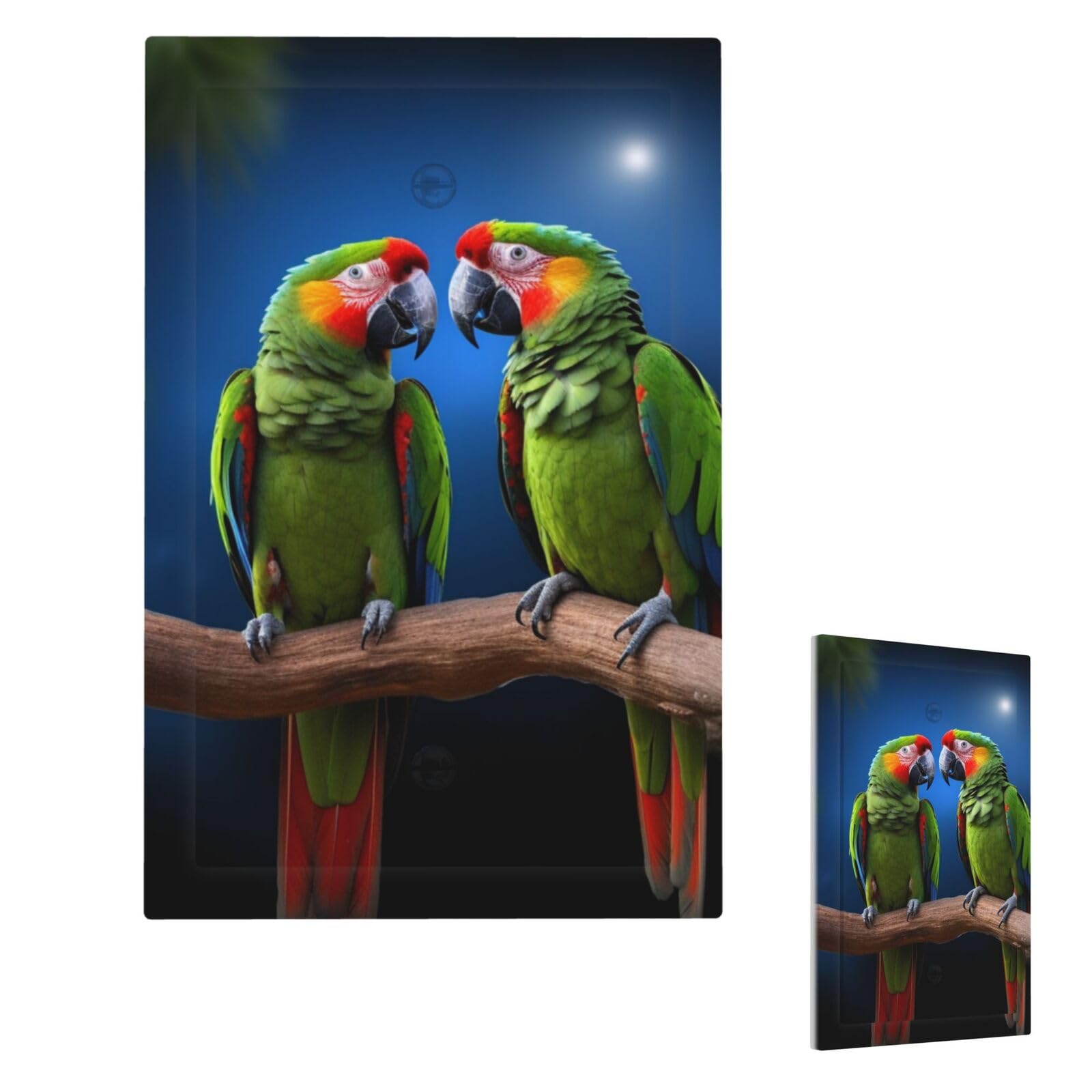 Fekiloot Single Blank Parrots Wall Plate Cover Modern Decorative 1 Gang Light Switch Cover Unbreakable Receptacle Outlet Covers For Living Room Bedroom Home Decor