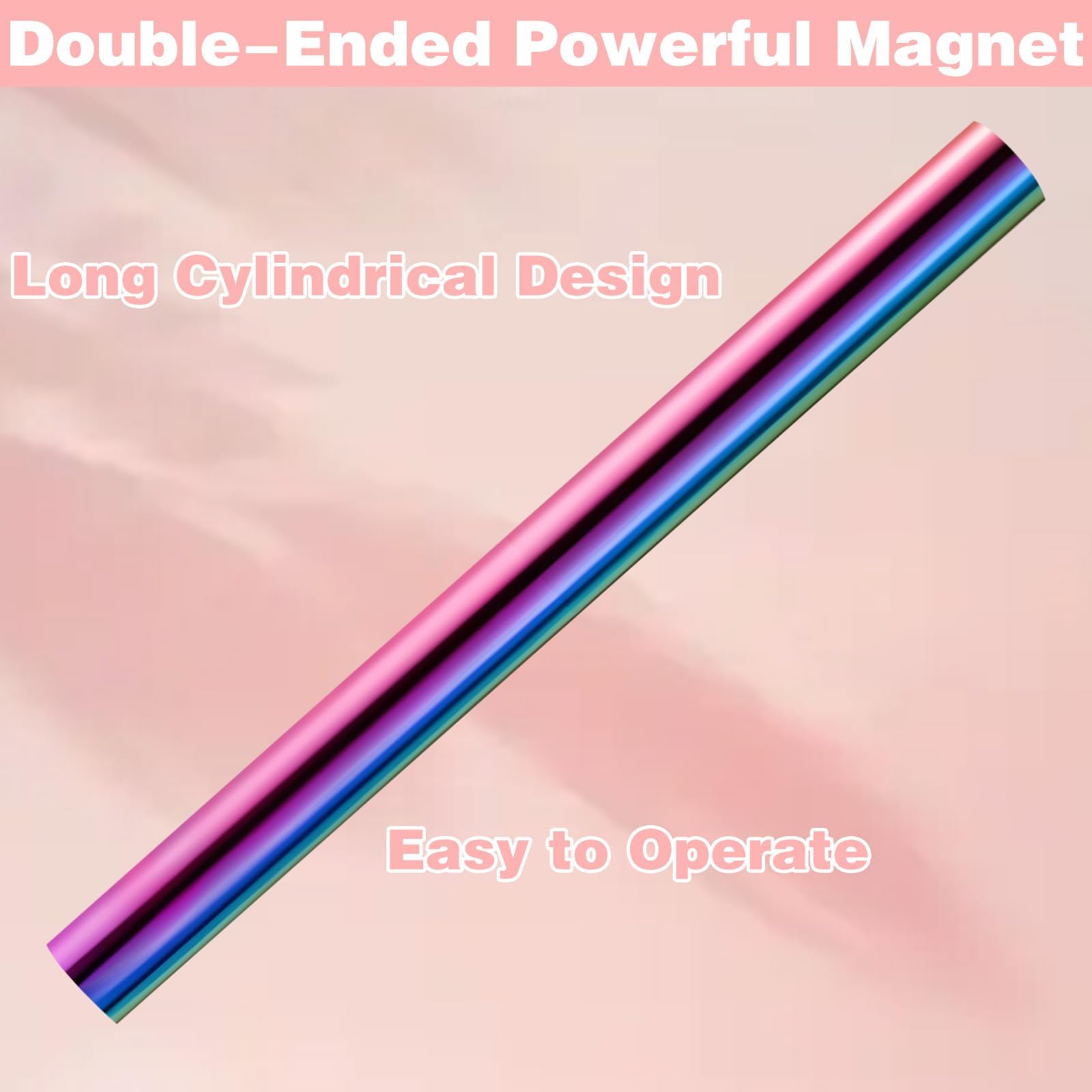 2Pcs Cat Eye Magnet for Nails Double-Ended Iridescent Cylindrical Magnet Pen 3-in-1 Brown Powerful Multifunctional Tool for Cat Eye Gel Nail Polish Wooden Handle for Home DIY Salon Studio - Image 4