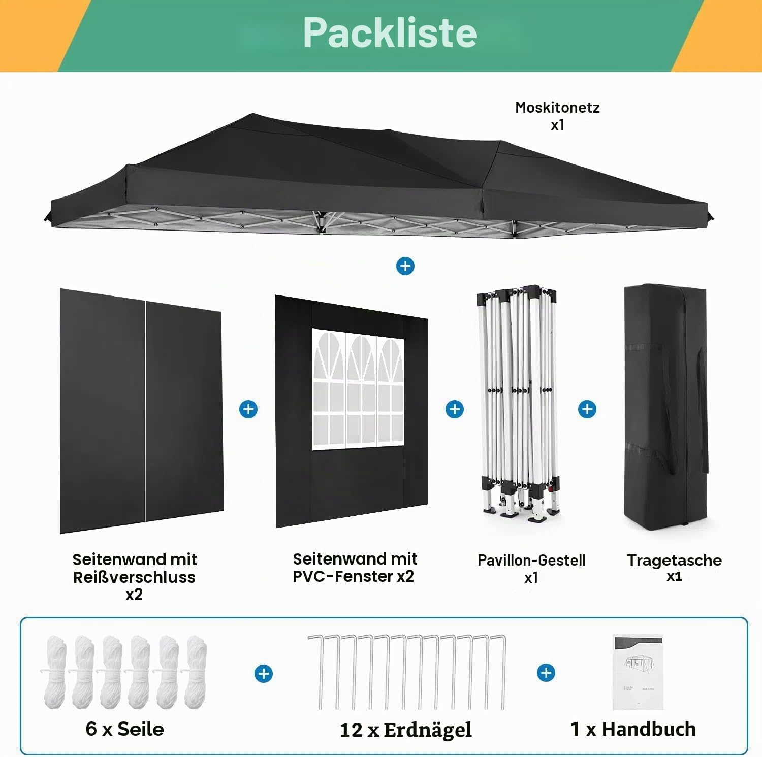 COBIZI Faltpavillon 3x6m Pavillon Wasserdicht Stabil Partyzelt Faltbar | 3 Höhen, Tente de réception d’extérieur avec 6 parois latérales anti-UV pour mariage, extérieur, jardin, fête et marché
