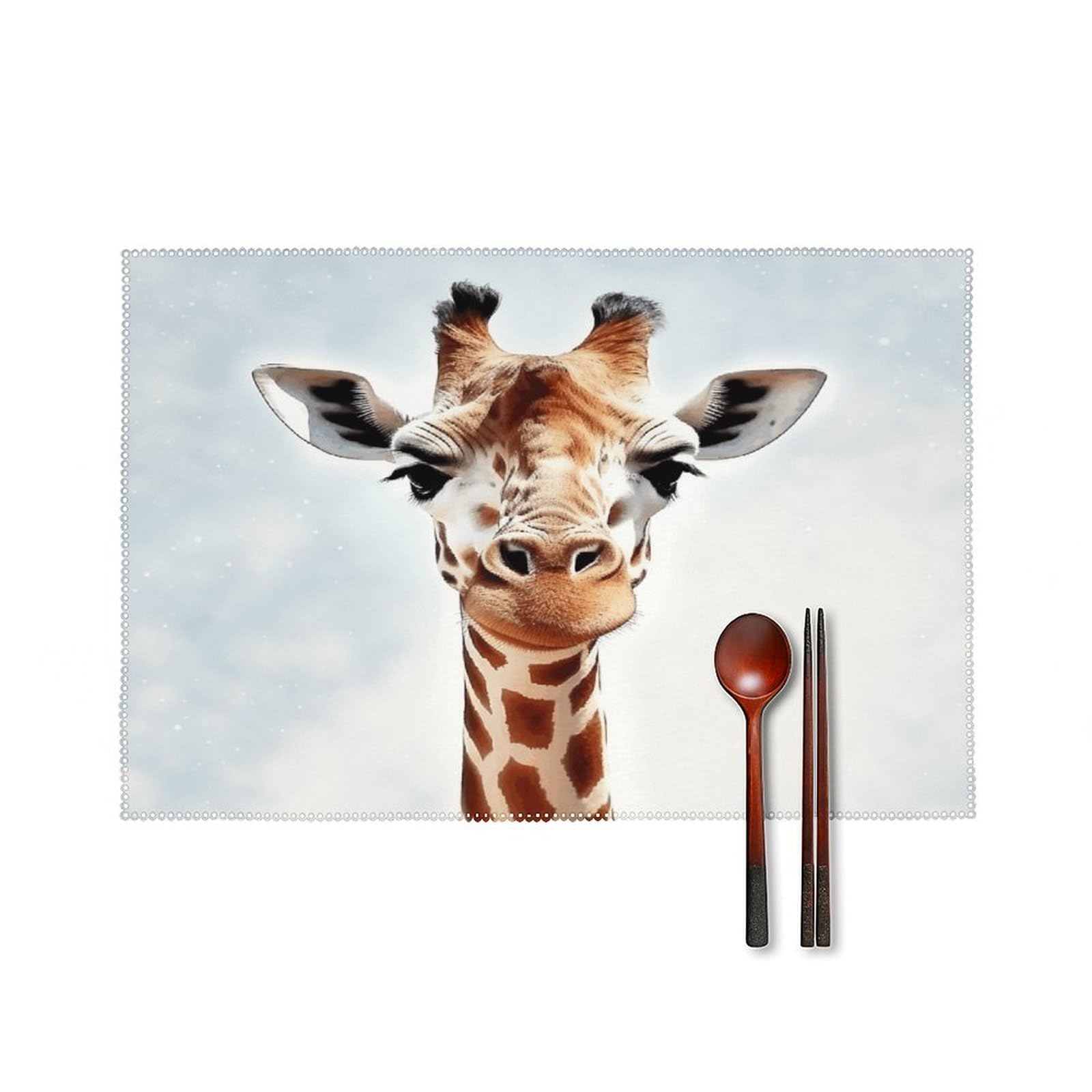 Clever Giraffe Placemats Set of 4 Non-Slip Heat Resistant Table Mats Canvas Washable Cloth Place Mats Easy to Clean Premium Placemat for Kitchen Dining Table Decoration