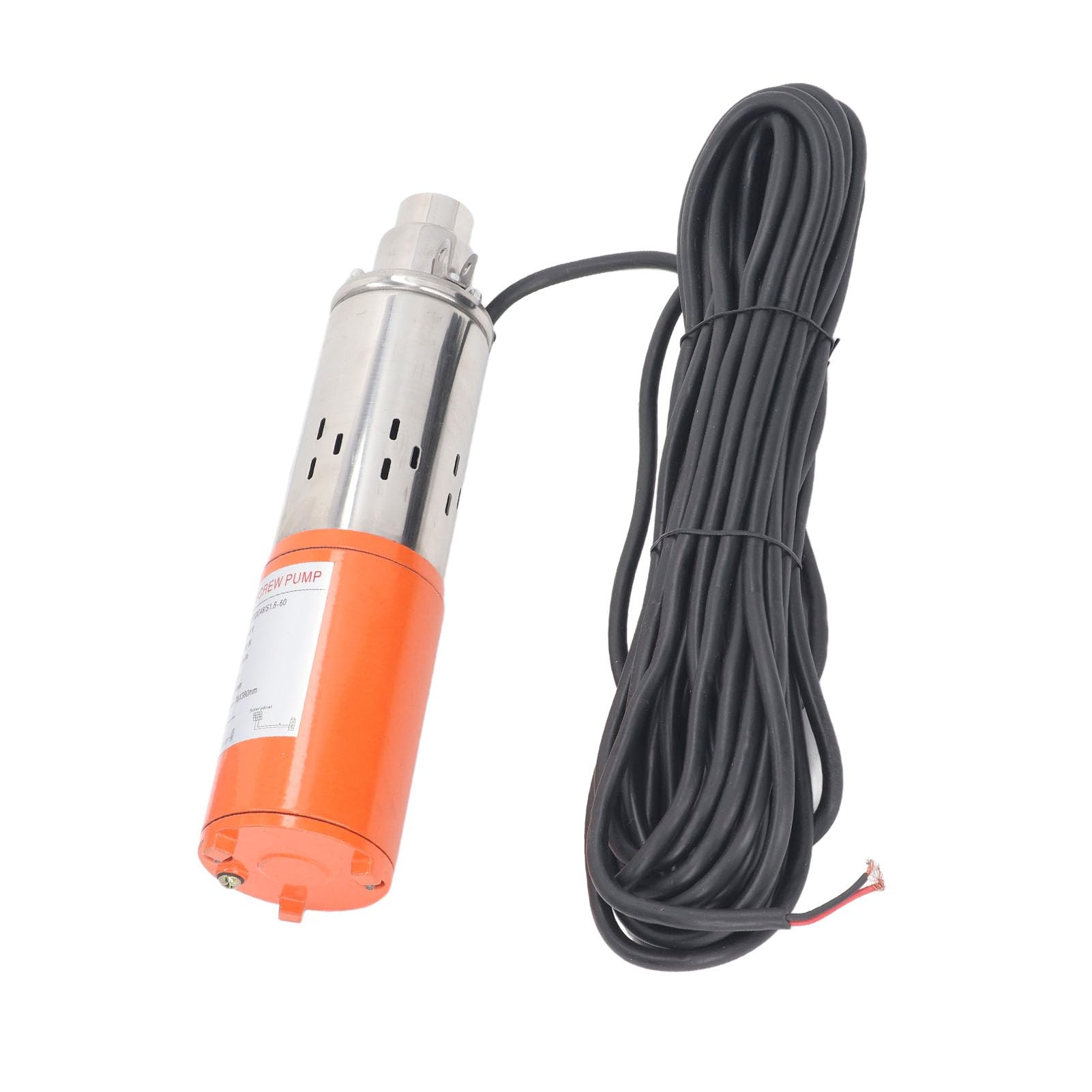 Bomba de Pozo Sumergible Solar de Acero Inoxidable, Bomba de Tornillo de 400W, 48V CC, Elevación de 60m, 1,8m³/h para Riego
