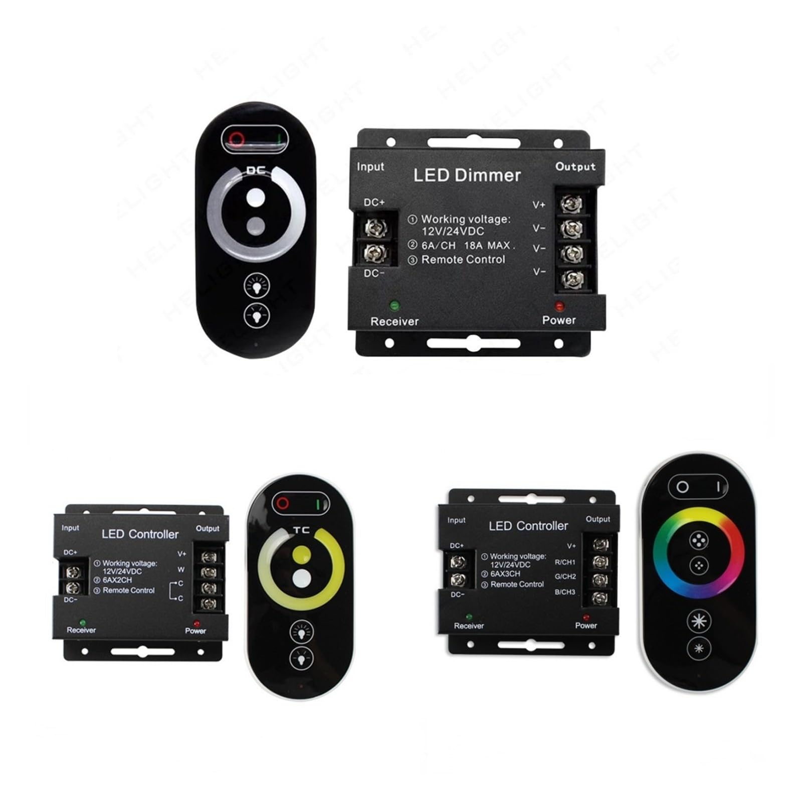 DC12-24V Taśma świetlna LED RF Touch Remote Control ściemniacz 12A 18A Nadaje się do 3528 5050 SMD COB CCT RGB Listwa świetlna do regulacji jasności (kolor: RGB)