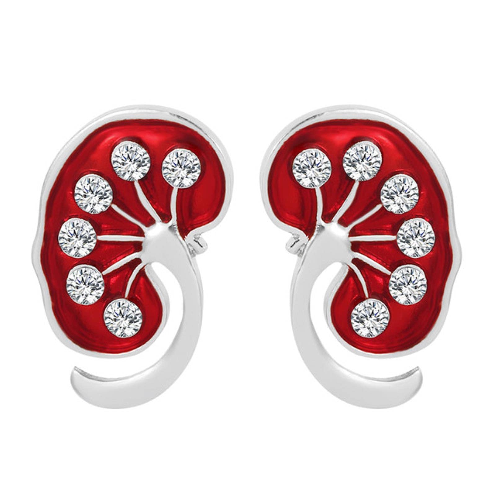 HCMA Red Kidney Crystal Enamel Pin Kidney Pin Medical Gift Doctor Nurse Brooches gold silver color Trendy Jewellery Women Accessories