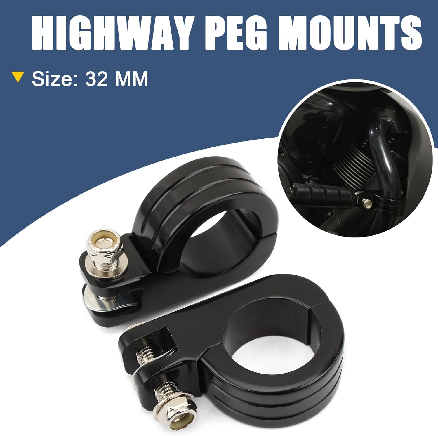 1.25" Highway Peg Mounts 32mm Engine Guard Footrest Brackets 1 1/4" Crash Bar Foot Pegs Clamps Fit For Harley Honda Yamaha Suzuki Kawasaki Victory