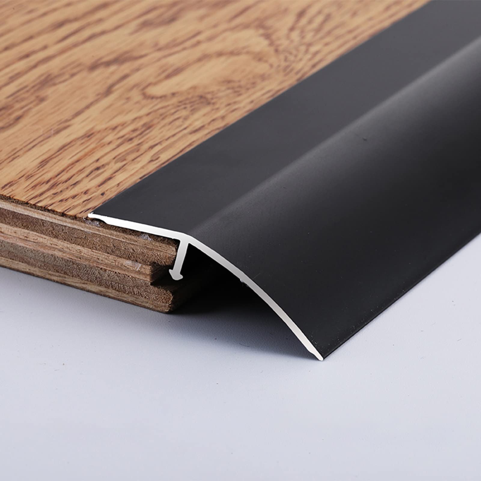 Remys Black Aluminum Tile To Wood Floor Cover Edge Strips, Gold Silver Thresholds Reducer For Restaurant Hotel, Wide Floor Transition Strip(,105Cm/41.3In)