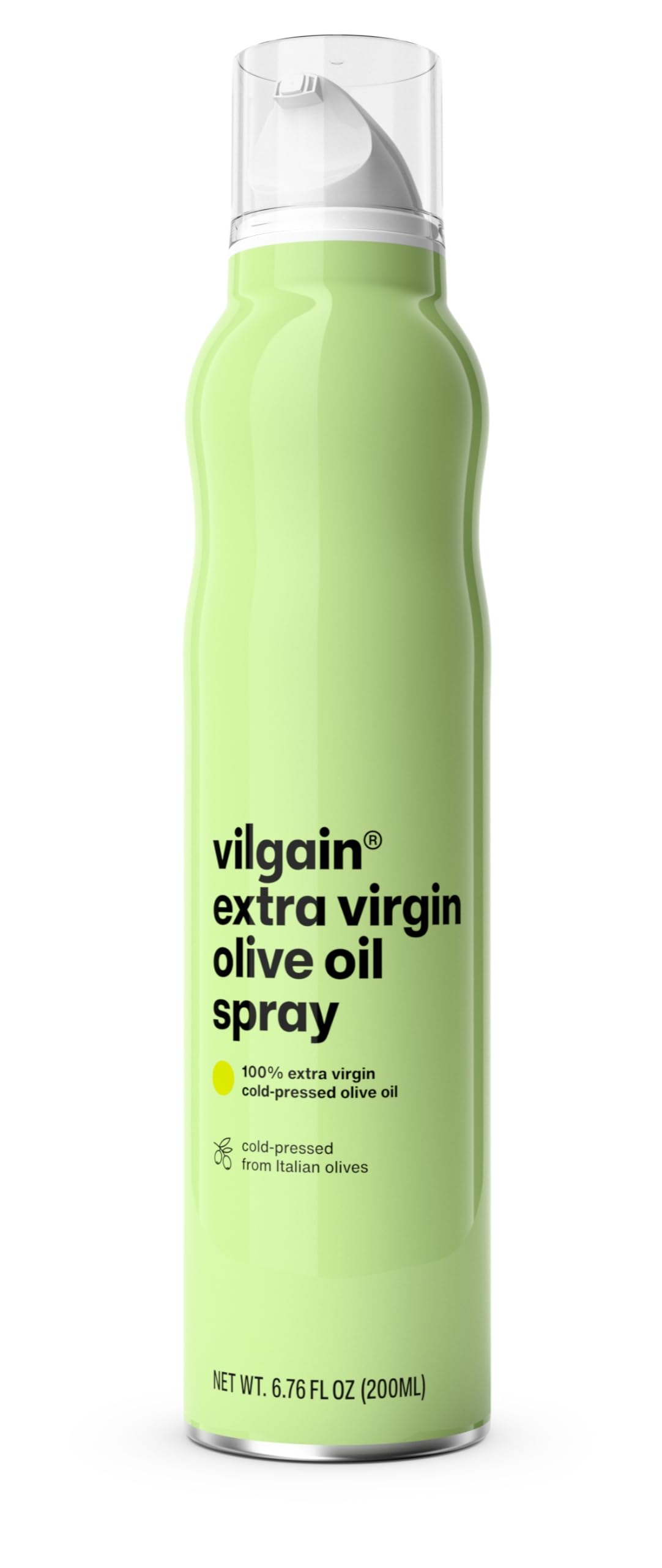 Vilgain® Organic Olive Oil Spray, Natural Oil Cooking Spray, 100% Pure Organic Olive Oil for Healthy Cooking and Frying, Separate Propellant, 200 ml