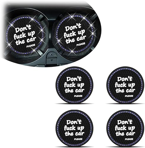 8sanlione Portavasos para automóvil, 4 unidades, diseño con diamantes de imitación de cristal, de silicona, antideslizante, accesorios universales