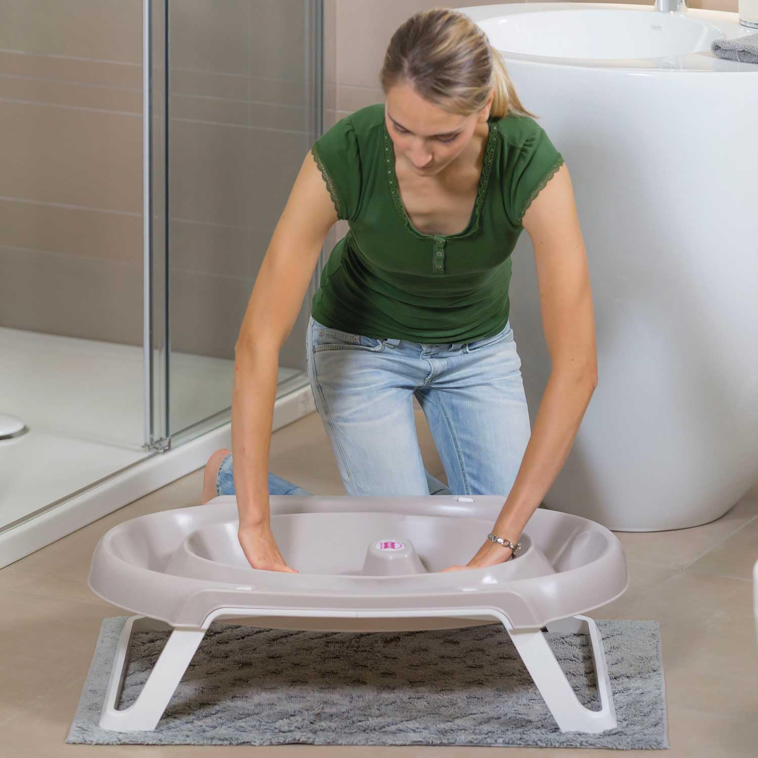 OKBABY Onda Slim - Vaschetta Pieghevole per il Bagnetto del Neonato 0-12 Mesi - Azzurro