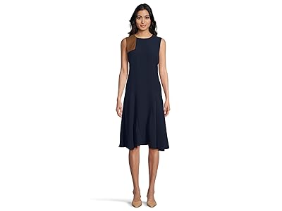 Lauren Ralph Lauren Faux-Leather-Trim Georgette Dress Women