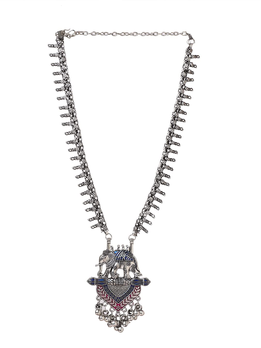Oxidized Silver Ganesh Pendant Necklace | Oxidised Necklace for Women | Antique Silver Ethnic Jewellery | Traditional Tribal Statement pendant |Festival Jewellery for Girls & Women-image-37