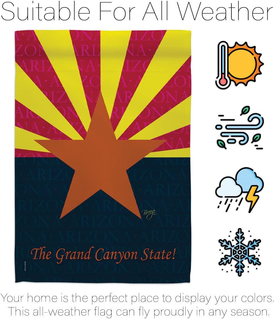 Breeze Decor G158079 Arizona Americana States Impressions Decorative Vertical Garden Flag 13" x 18.5" Printed In USA Multi-Color