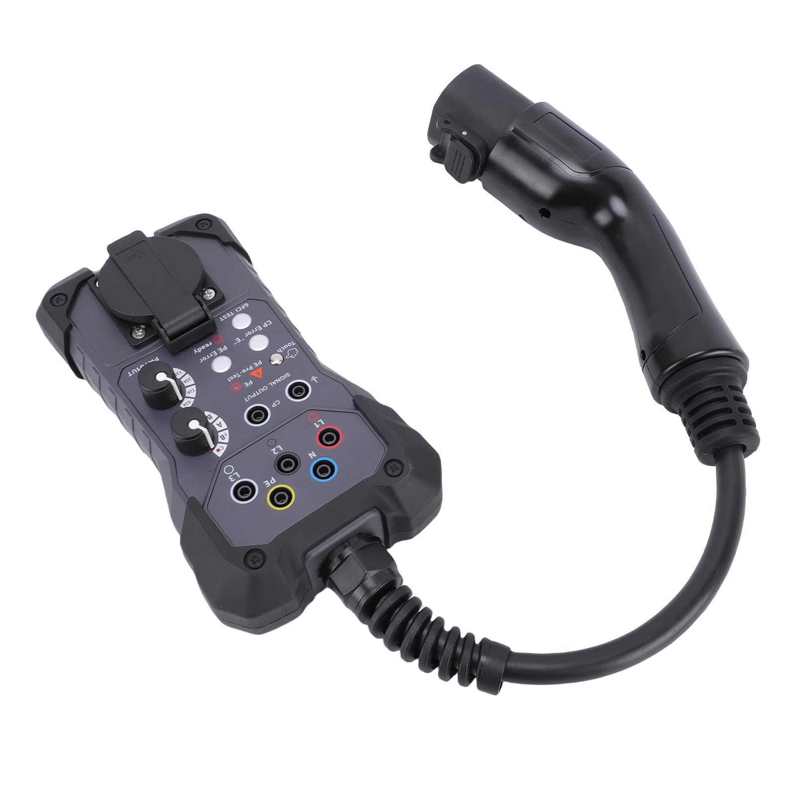 KUIDAMOS Tester EVSE Tester Napięcia Adaptera do Testowania Stacji ładowania Pojazdów Elektrycznych Wskaźnik LED Stacji Dokującej ładowarki Samochodu Elektrycznego Narzędzie Diagnostyczne Adapter