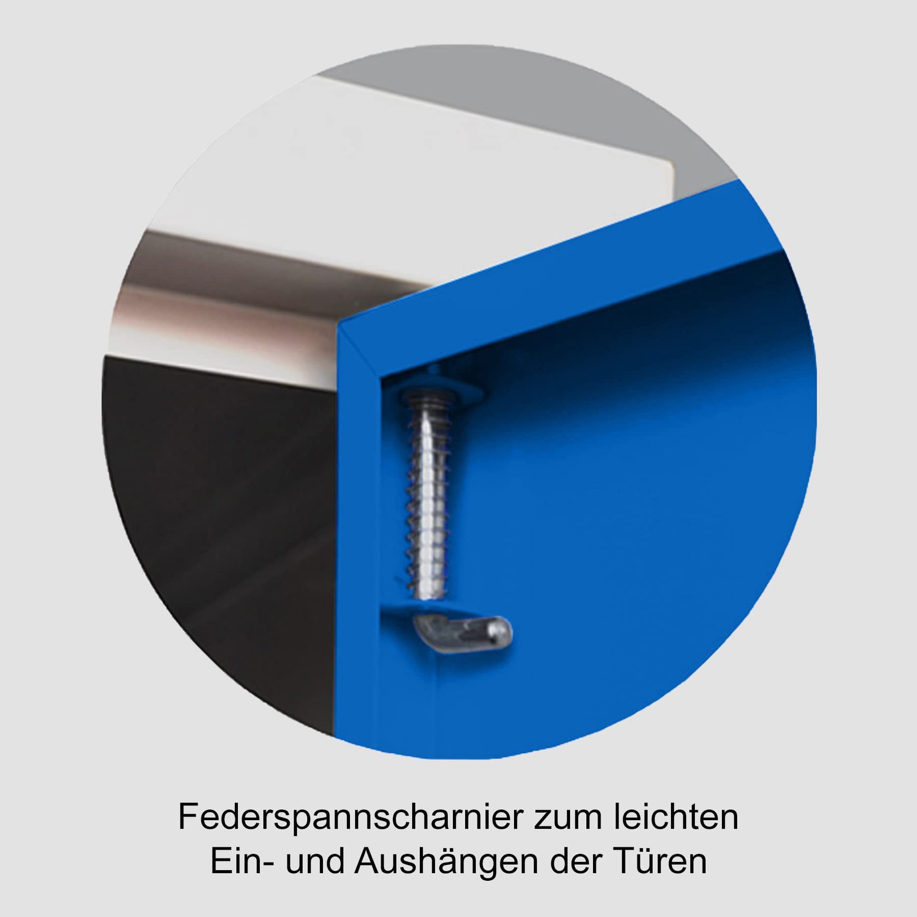 Schrank & Stuhl Spind – Metallspind mit 1 x 2 Abteilen 195 x 31,5 x 50 cm, Schließfachschrank mit Zylinderschlössern, Lieferung komplett montiert, Grau/Blau