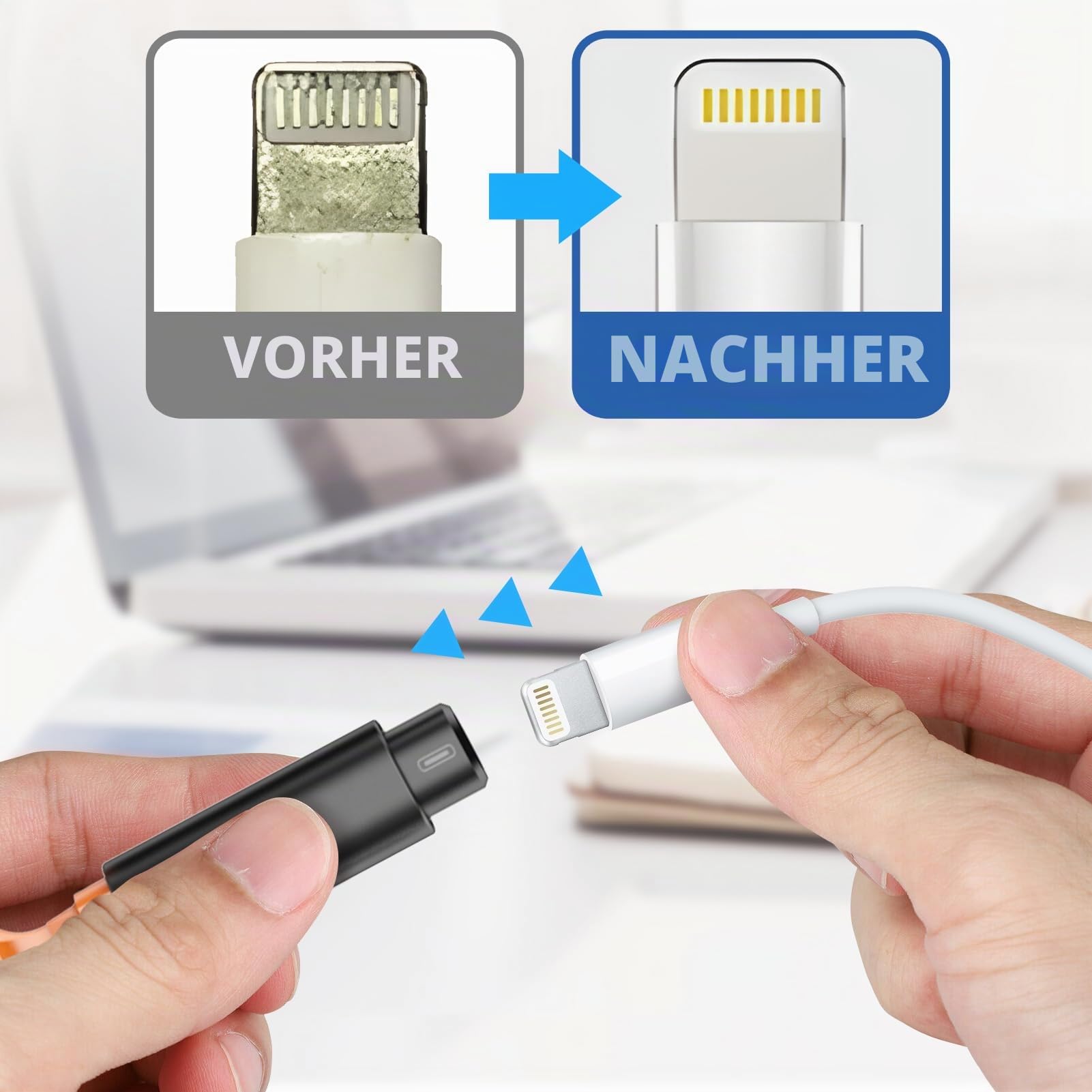 Ordilend Reinigungsset für iPhone, Ladeanschluss-Reiniger, Multi-Tool iPhone-Reiniger, Reparatur-Lightning-Kabel, Handy-Reinigungsset für iPad, Anschlüsse, Lautsprecher, Airpod mit Aufbewahrungstasche